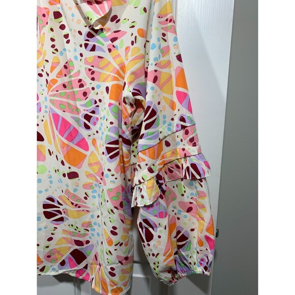 Oddi 1XL Multicolor Colorful Billow Ruffle Long Sleeve Blouse Bohemian Design - Picture 12 of 14